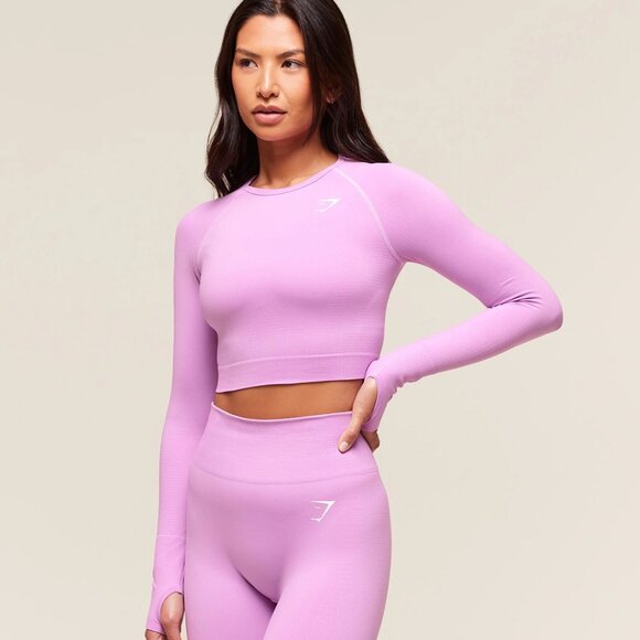 GymShark Vital Crop Top Sour Pink/Marl Size Small - Picture 2 of 5